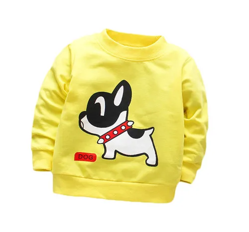 dog yellow Футболка для маленьких мальчиков повседневные хлопковые топы с длинными рукавами для маленьких мальчиков, рубашка для новорожденных весенне-осенняя футболка одежда для маленьких мальчиков на первый день рождения - Цвет: dog yellow