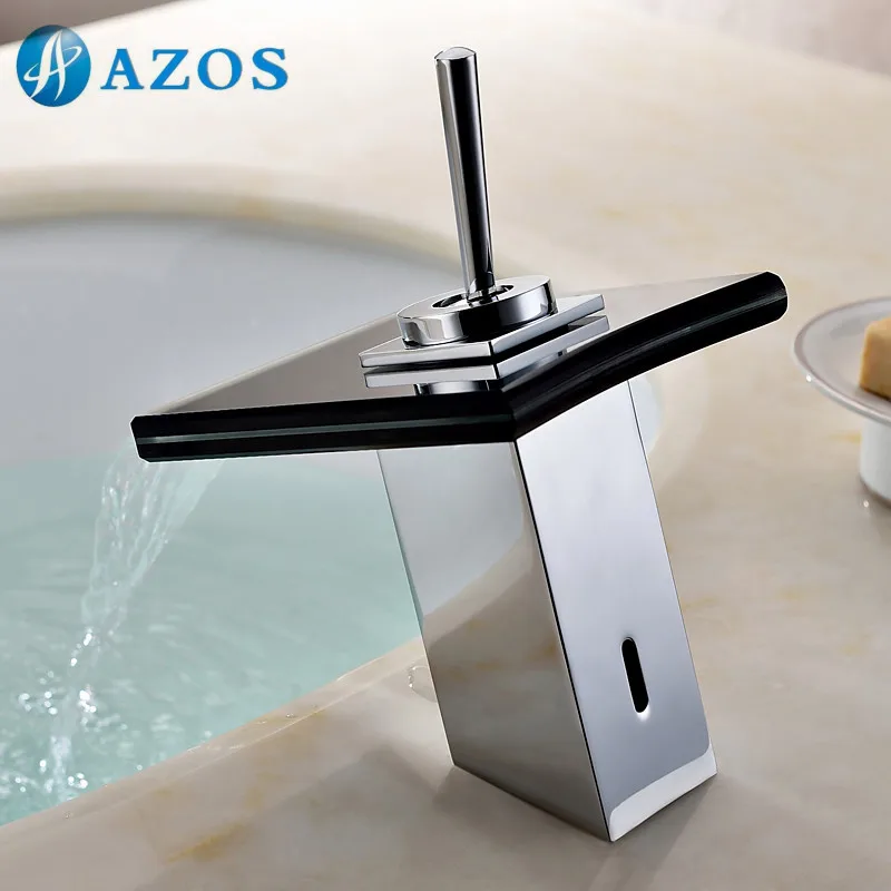 Смеситель для ванной комнаты хромированный полировальный черный стеклянный