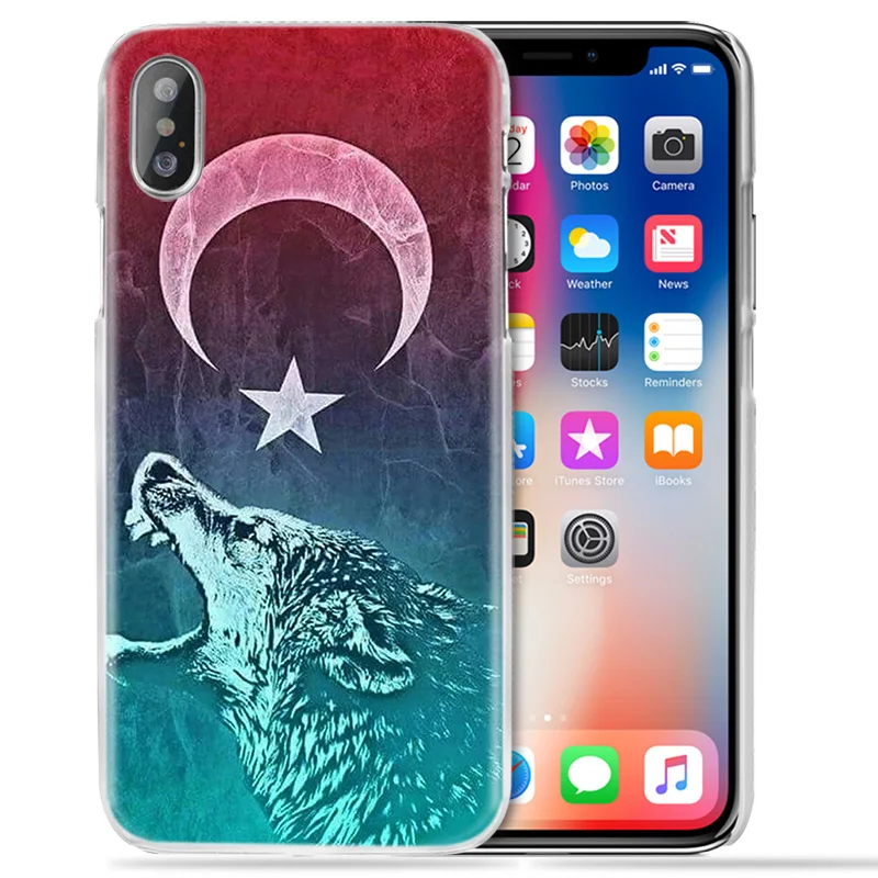 Чехол с турецким флагом и волком для iPhone 12 Mini XS Max XR X 10 7 7S 8 6 6S Plus 5S SE 5 жесткие чехлы