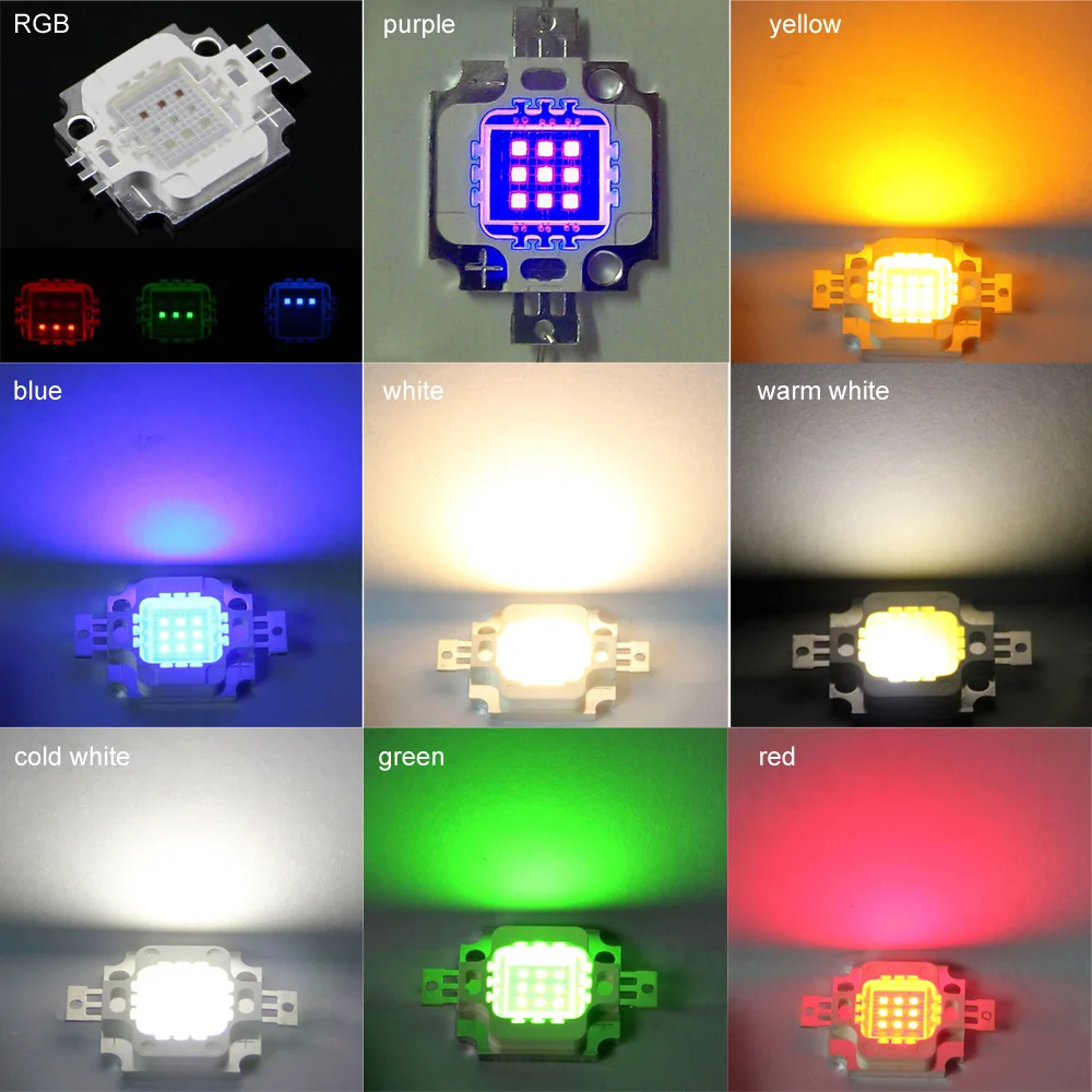 10 шт./лот Вт LED SMD Чип фиолетовый (ultra violet)/красный/зеленый/желтый/rgb/белый/теплый