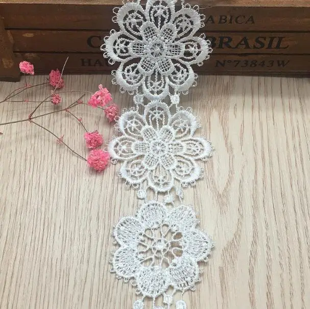 

High Quality 15yards Wide 5cm Black Lace Trim Applique White Cord Lace Fabric Sewing Accessories For DIY Handmade