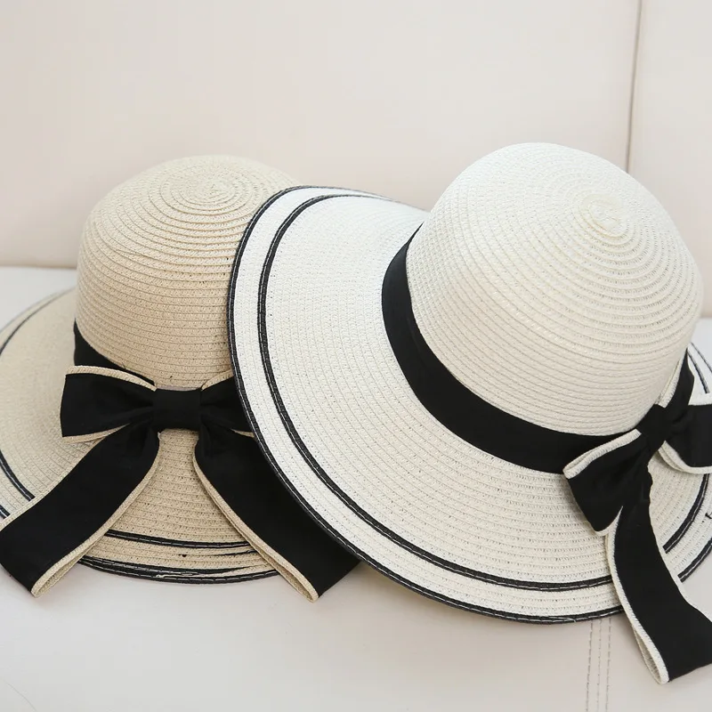 summer straw hat women big wide brim beach sun foldable block UV protection panama bone chapeu feminino |