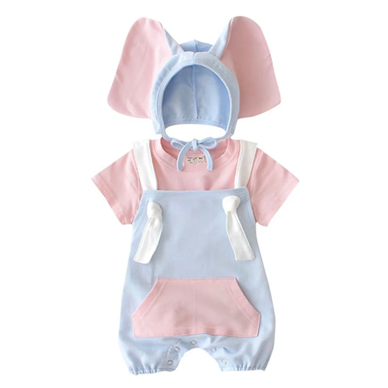 3M-3T 2pcs Summer Newborn Baby Girls Boys Clothes Set Sleeveless Cartoon Bodysuit Casual Jumpsuit With Hat | Детская одежда и