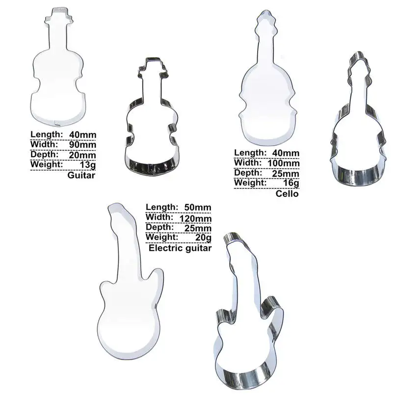 Гитара виолончель электрическая гитара Форма 3 ШТ формочки для резки печенья