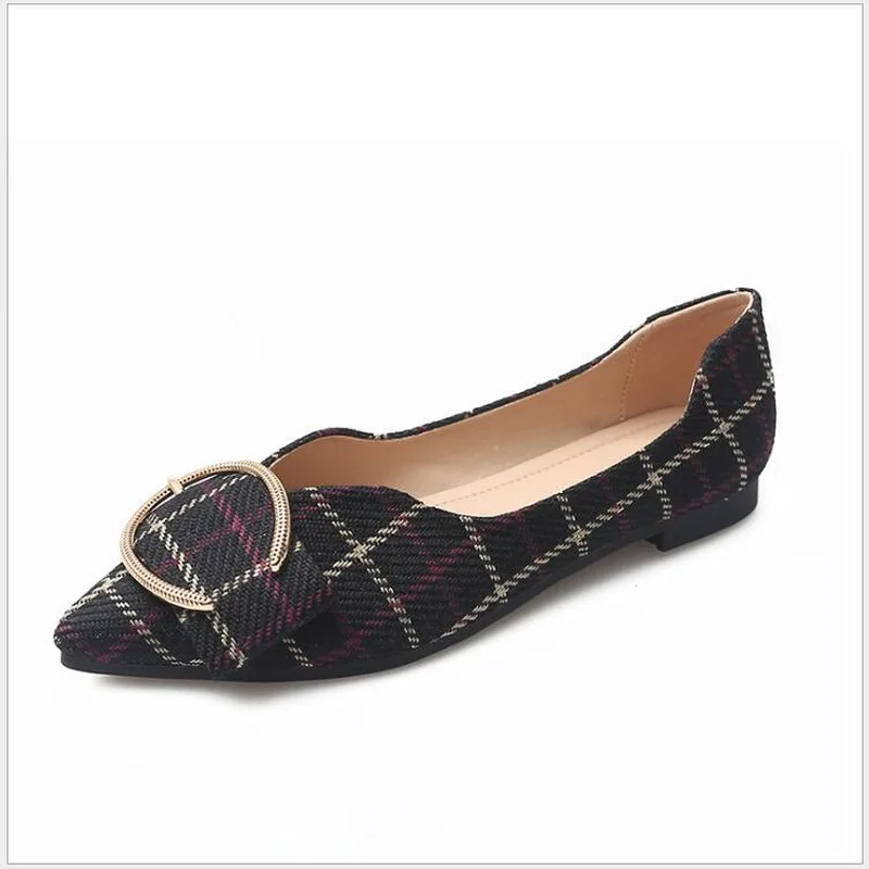 Женские туфли с острым носком на плоской подошве повседневные больших размеров