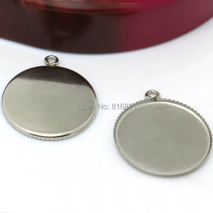 

25mm Blank Bezel Settings Cabochon base 316 stainless steel Round tray w/ a Loop Pendant Findings DIY Crafts Jewelry Accessories