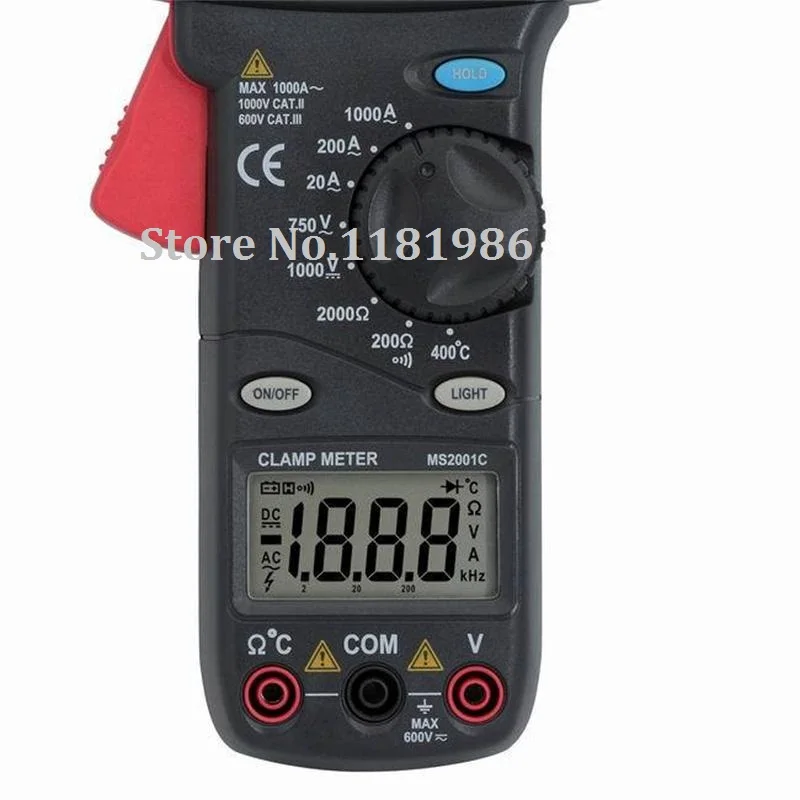 MASTECH MS2001C 3 1/2 Digital Clamp Meter AC DC Amp Volt Ohm Temperature Multimeter Tester Detector with Diode and Backlit DMM |