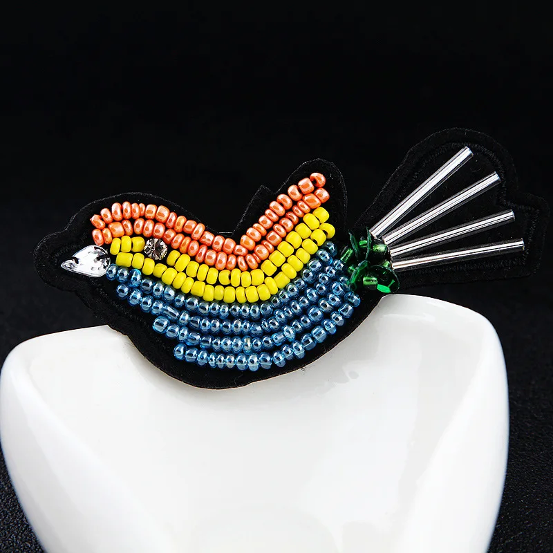 Брошь в виде птицы OneckOha булавка цепочка с бусинами броши вышивкой животного