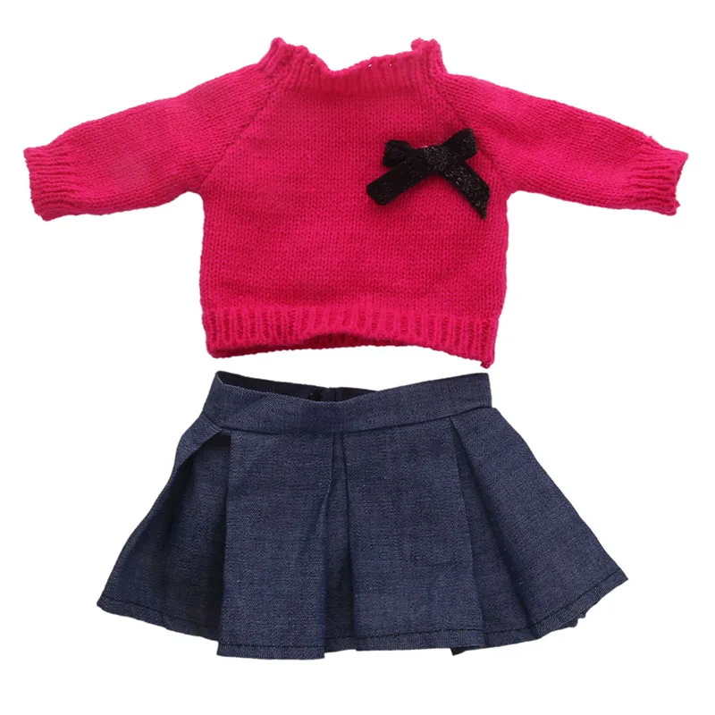 Новый стильный популярный 3 цвета свитер с бантом + юбка для куклы 18 дюймов/43 см