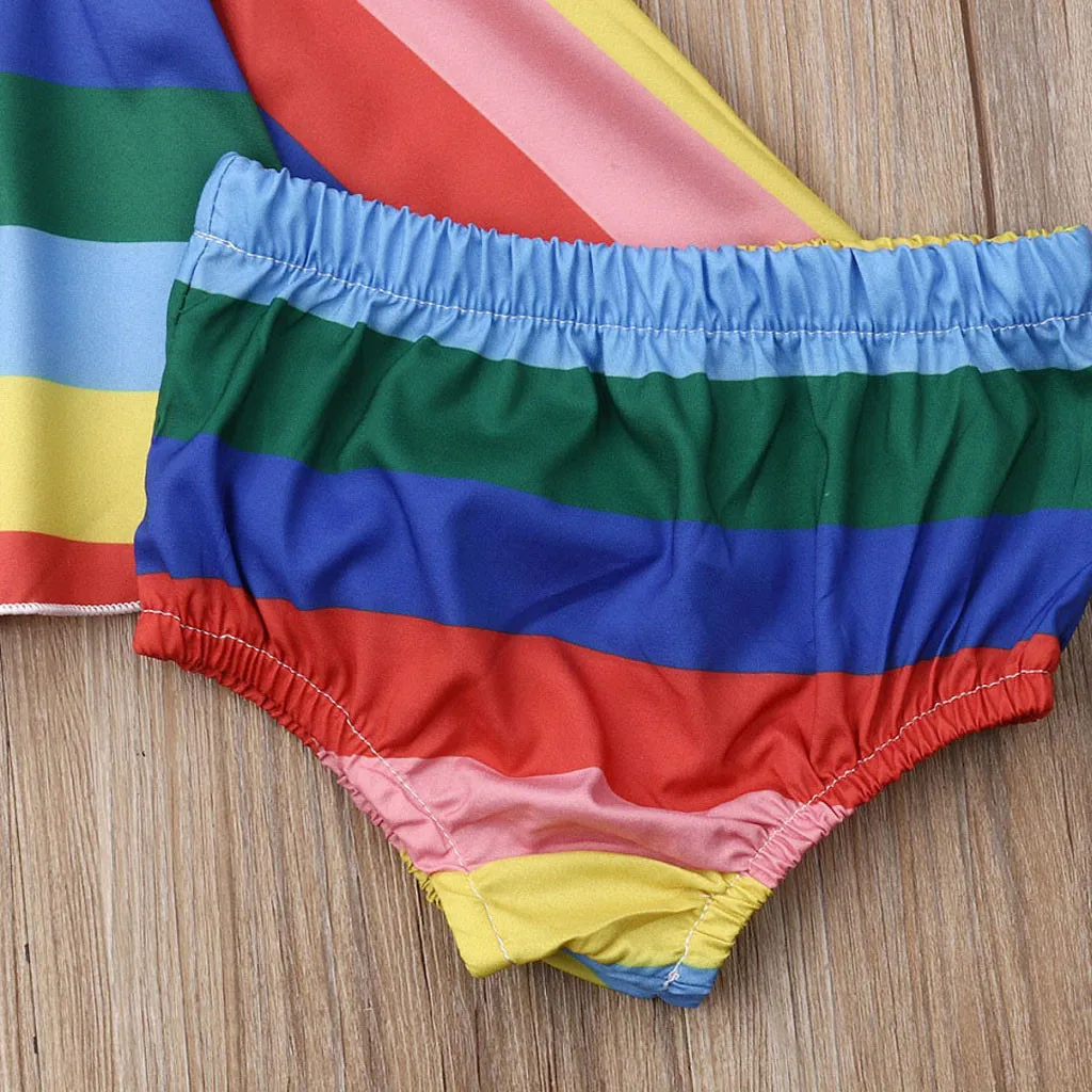 Одежда для девочек Радужная одежда маленьких жилет топы платье короткие штаны