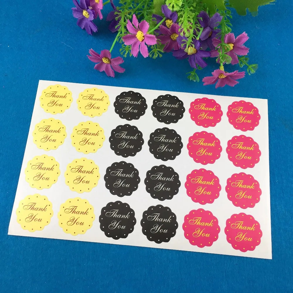 300 шт./лот 3 см кружево Цвет Печать спасибо бумажные клейкие этикетки