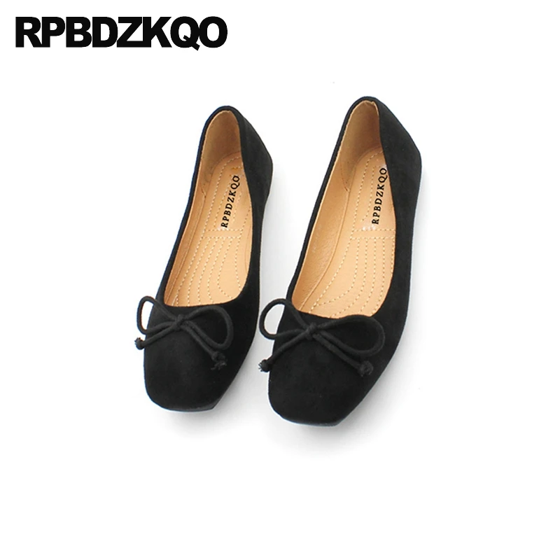 Женские легкие балетки с бантом недорогие складные на плоской подошве черные