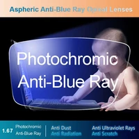 1 67 anti blue ray aspheric photochromic gray lens optical lenses prescription vision correction computer reading lens