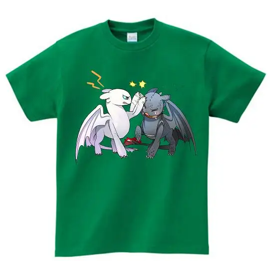 green childreT-shirt Коллекция года, футболка «скрытый мир» милые детские топы, футболки с героями мультфильма «Как приручить дракона» летняя одежда с фантазийным рисунком, MJ - Цвет: green childreT-shirt