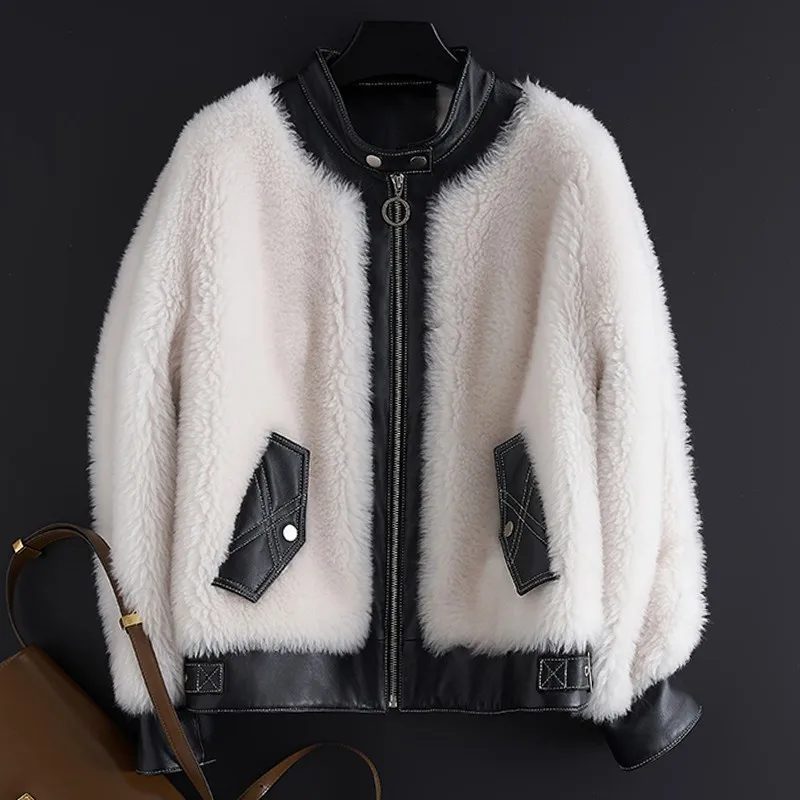 TWOTWINSTYLE пальто из искусственной кожи женский молния и пуговицы свободные Фонари с