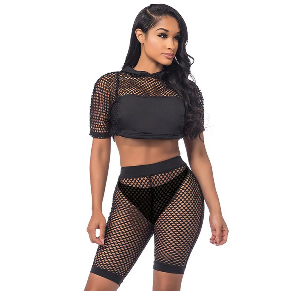 Комплект из 2 предметов: женские летние топы с коротким рукавом и капюшоном +