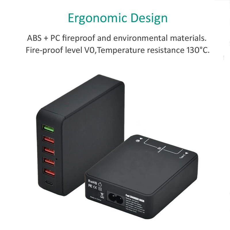 STOD Qualcomm Quick Charge 3,0 USB зарядное устройство type C USB-C порт для iPhone iPad samsung Galaxy S6 S7 S8 Edge huawei P10 адаптер переменного тока