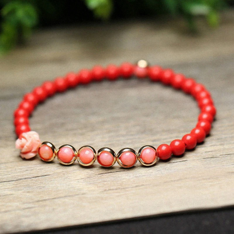 Красный киноварь + кристалл лотос ножной браслет женский сексуальный