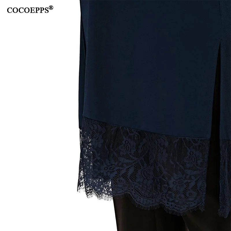 Женская Осенняя длинная куртка COCOEPPS 6XL Свободные повседневные куртки с кружевом