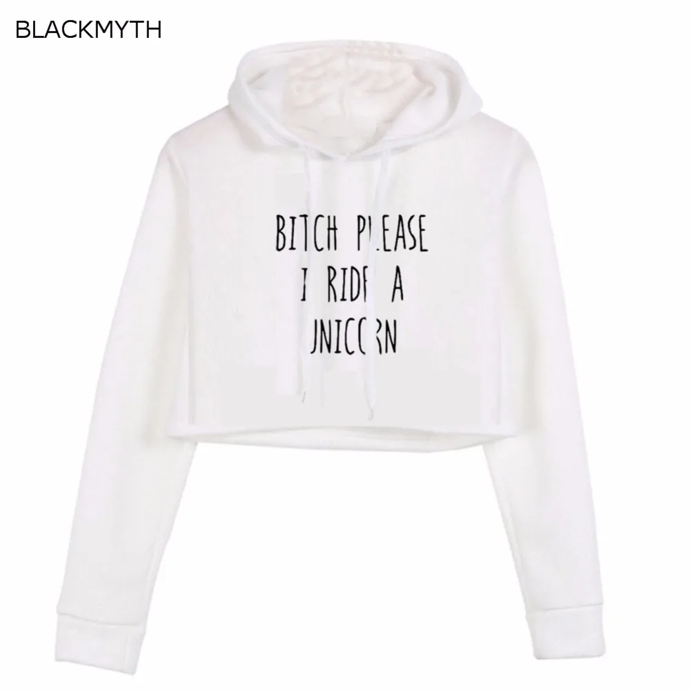 BLACKMYTH укороченные толстовки пожалуйста принт Короткая Толстовка Женский пуловер