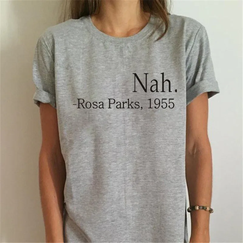 Женская футболка SexeMara WT0080 с круглым вырезом и принтом Nah Rosa Parks 1955 | одежда
