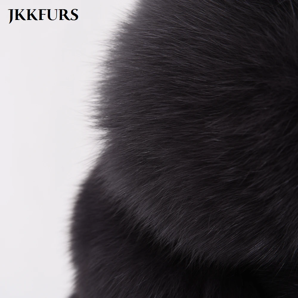 JKKFURS/Женская оригинальная натуральная лиса меховые пальто с карманами, зимняя теплая меховая верхняя одежда, модный натуральный мех, высокое качество, укороченная куртка S1796
