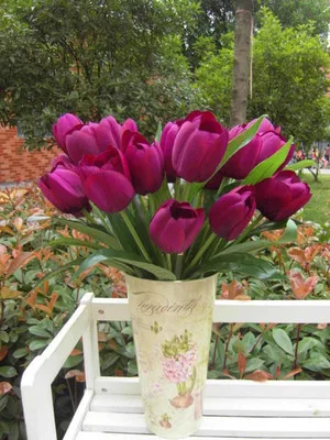 Бесплатная доставка свадебное украшение 9 головок Искусственный тюльпан