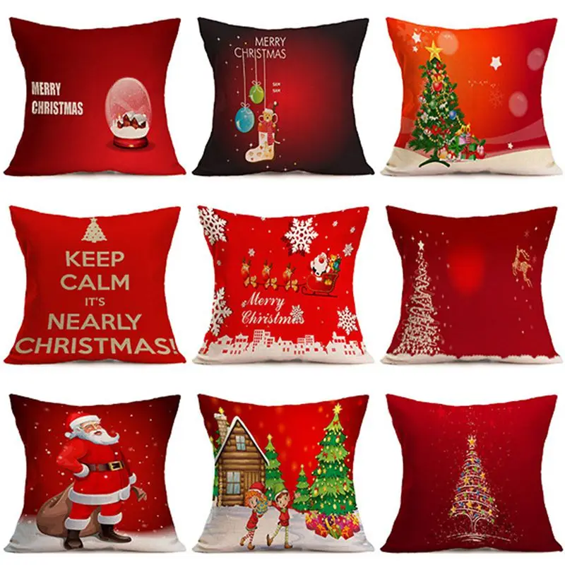 45*45 см веселая Рождественская полноразмерная хлопковая льняная Наволочка Чехол
