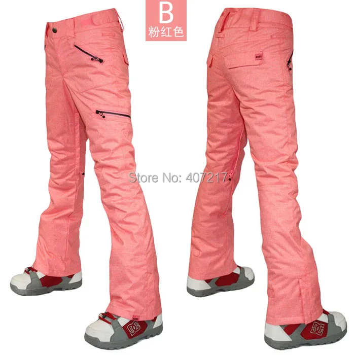 Женские лыжные штаны Gsou Snow розовые желто зеленые водонепроницаемые 10 к|pink ski