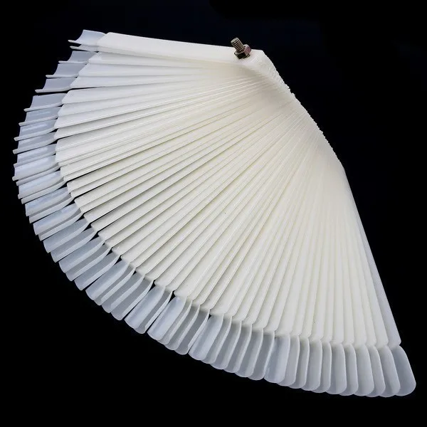 

50 Tips White Nail Art Display Practice Foldable Fan-shaped Nail Polish Display False Tips