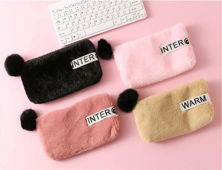 Милый яркий плюшевый большой чехол-Карандаш для девочек Kawaii Pencil Box