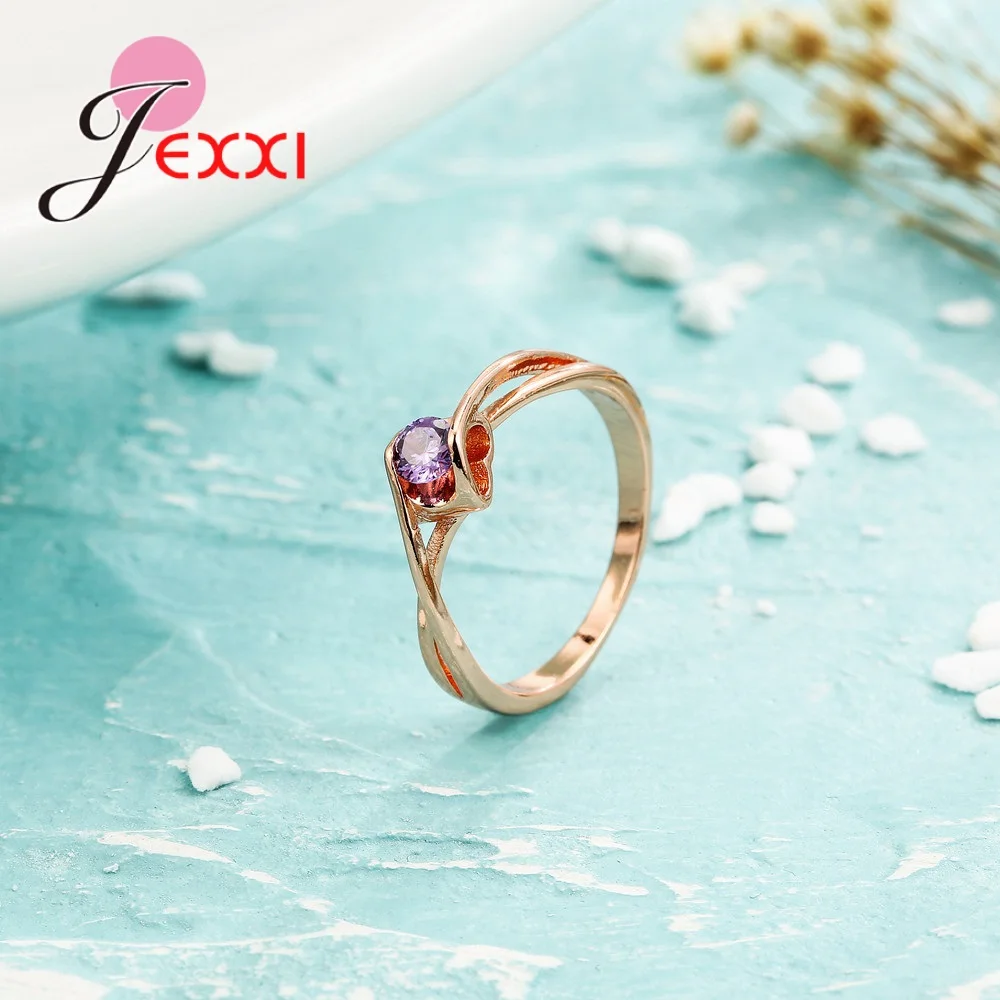 

Wedding Ring For Women Man Concise Classical Multicolor Mini Cubic Zirconia Rose Gold Color Fashion Jewelry Factory Price