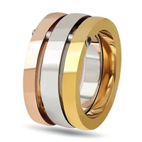 niba high quality 3 piecesset rose goldsilver color titanium steel rings for women jewelry anniversary ring set