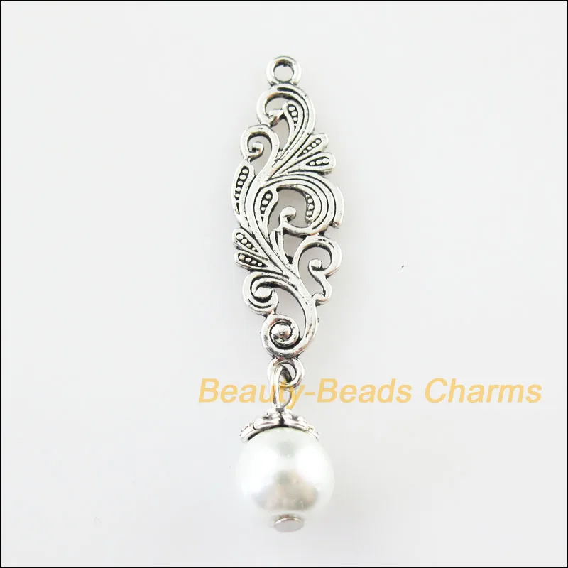 Новый 16 шт. Тибетский серебристый цвет Облака цветок белые стеклянные бусы