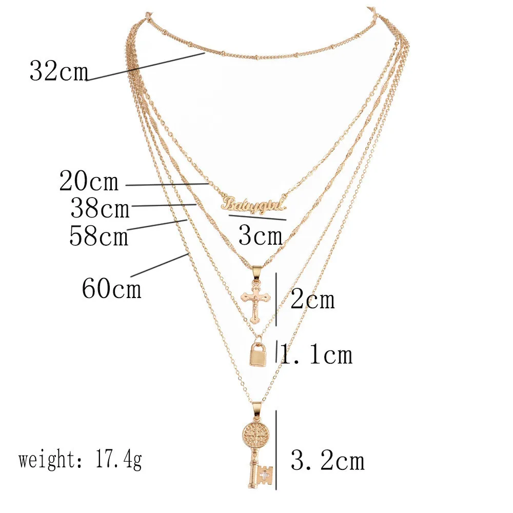 Женское Ожерелье в богемном стиле с крестиком и английским буквенным замком