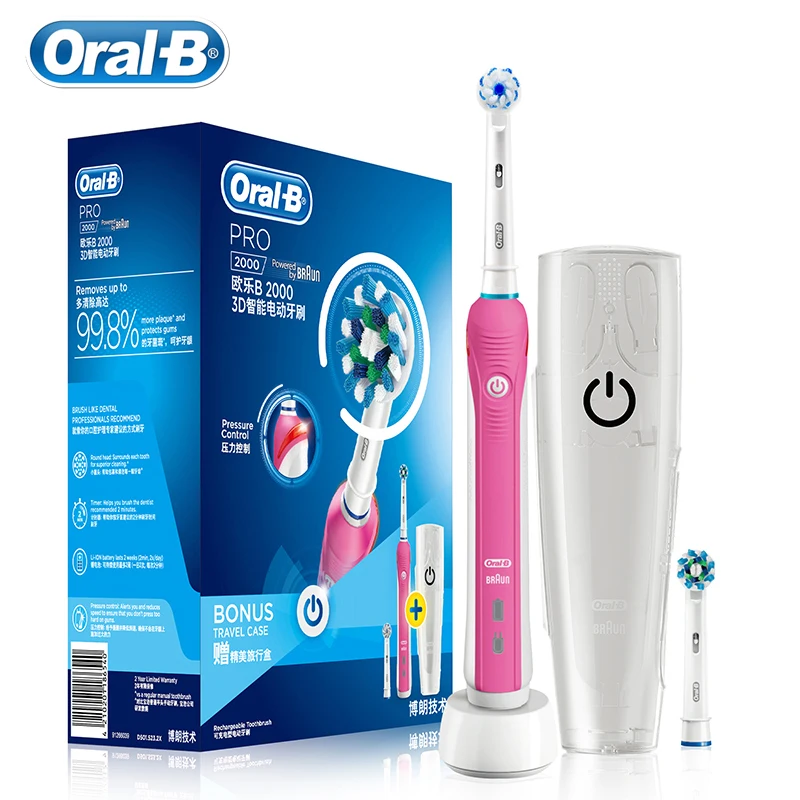 Oral B Pro2000 Электрический Зубная щётка 2 щетки многопользовательские режимы функции