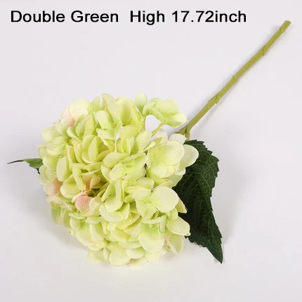 double green Xuanxiaotong 1 шт. искусственный цветок гортензии шелковые ветви с зелеными листьями для осени Свадебные вечерние украшения для дома высокое качество - Цвет: double green