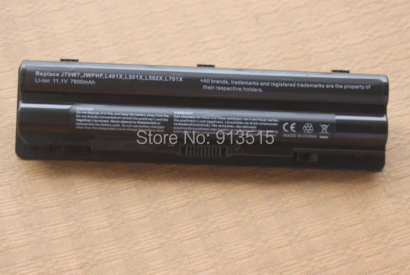 Аккумулятор для ноутбука Dell XPS L401x 7800 мАч 9 ячеек L501x L502x L701x L702x L721x J70W7 JWPHF R795X WHXY3