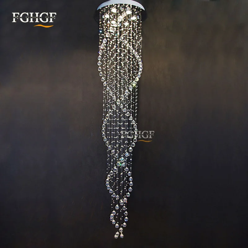 Длинная дизайнерская хрустальная люстра осветительная арматура спиральные