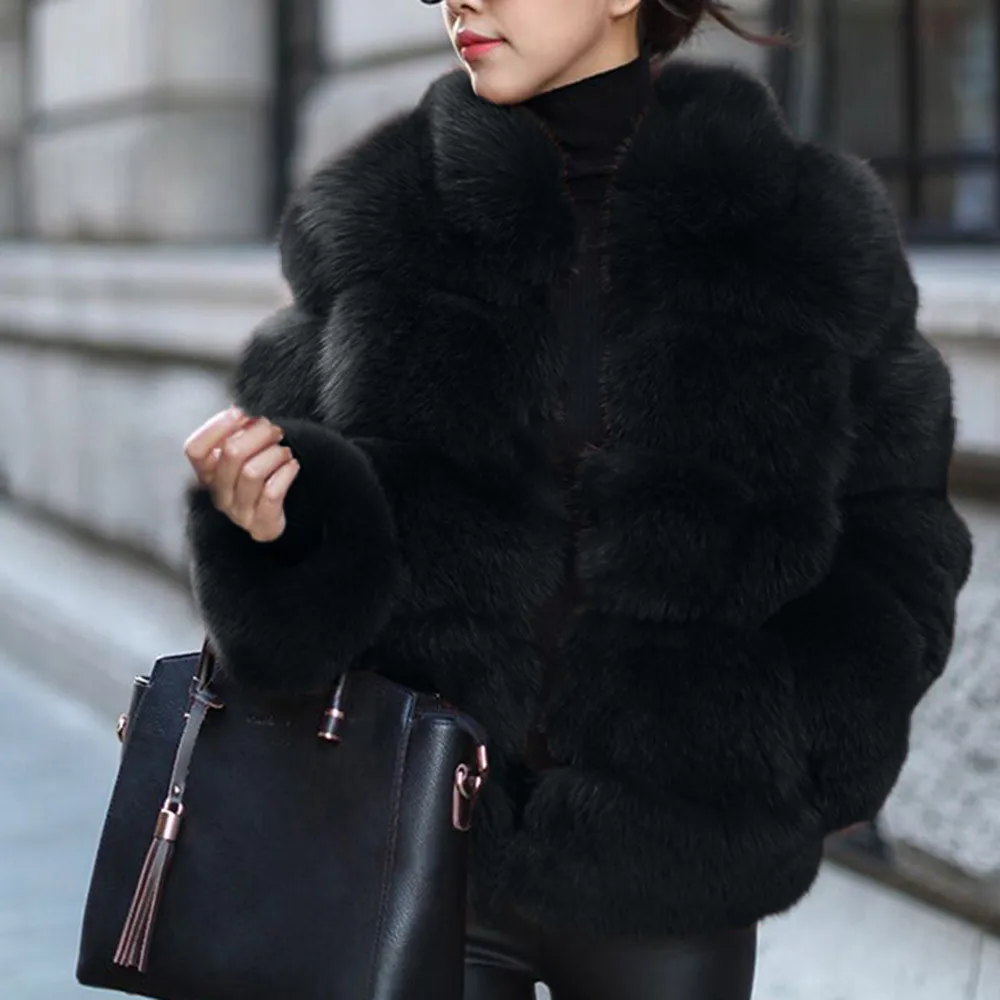 Abrigos mujer invierno женское модное роскошное пальто из искусственного меха элегантное женское осенне-зимнее теплое пальто