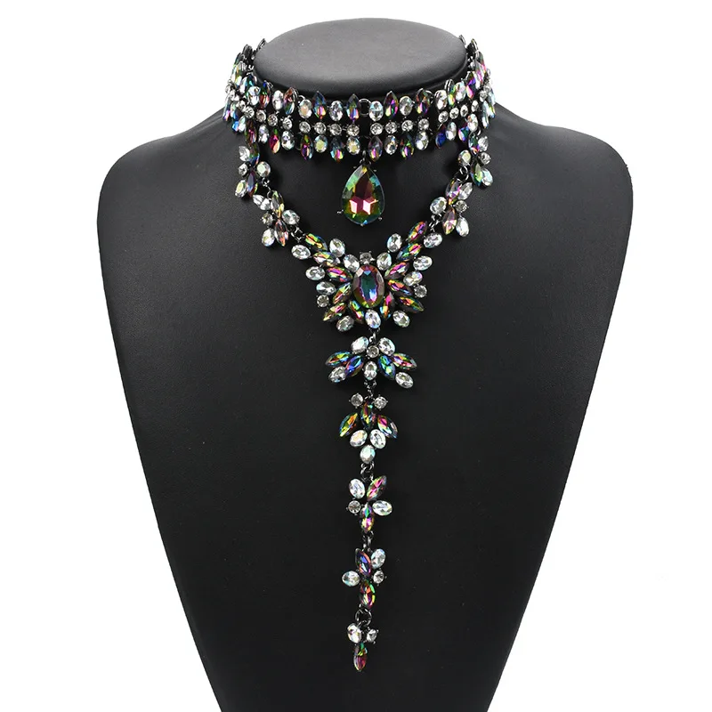 Роскошное кристаллическое ожерелье Шарм Винтаж Воротник Коренастый колье