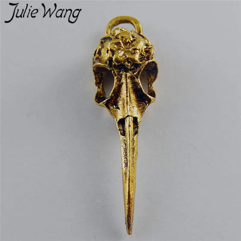 Julie Wang 5 шт. Подвески в виде птичьего клюва с черепом из сплава античные золотые