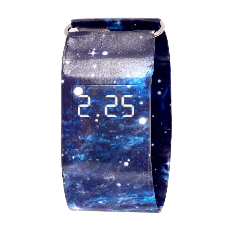 Креативные бумажные часы женские светодиодный Женский бумага ремешок цифровые