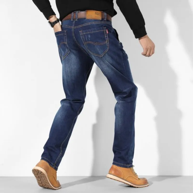 Plus Size 44 46 48 Jeans New Tide Loose Mens Men's Baggy straight jeans Comfortable Cotton Men Trousers Leisure Bottoms | Мужская