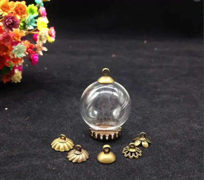 

3 шт 25*15 мм бронзовое покрытие стеклянный глобус и основание короны и металлическая крышка набор стеклянный глобус набор стеклянный флакон ...