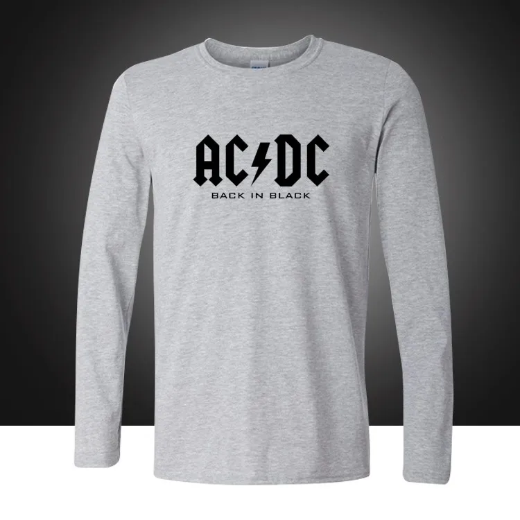 Мужская с длинным рукавом ACDC печатная Футболка мужская хлопковая свободная одежда рок музыка Австралия AC DC размера плюс