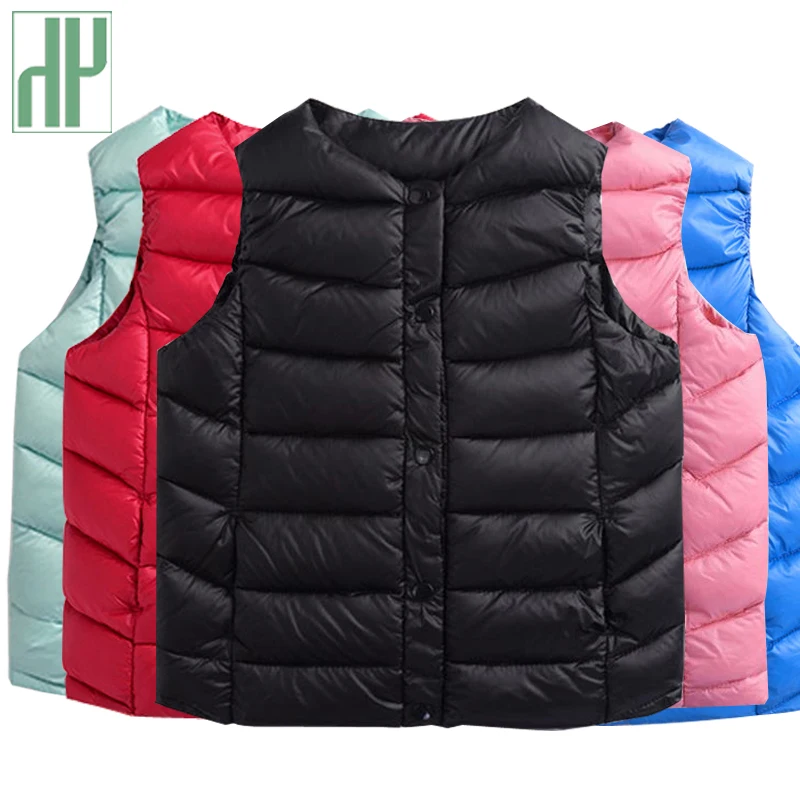 Детский жилет Осенняя зимняя верхняя одежда и пальто для девочек с капюшоном