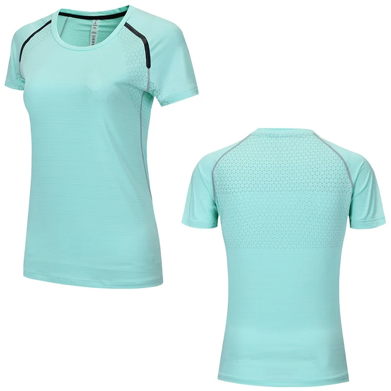sky blue Топ для йоги, для женщин, для спортзала, для спорта, короткий рукав, быстросохнущая футболка, для фитнеса, бега, бега, для бега, дышащие рубашки, для тренировок,, Женская майка - Цвет: sky blue