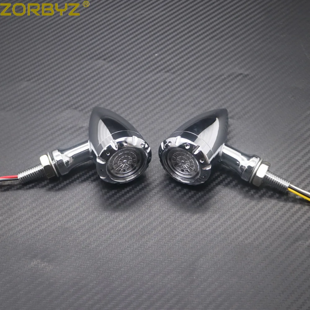 ZORBYZ мотоциклетная черная хромированная пуля металлический светодиодный тормозной мигалка световой сигнал поворота для Harley Cruiser Chopper Световой индикатор