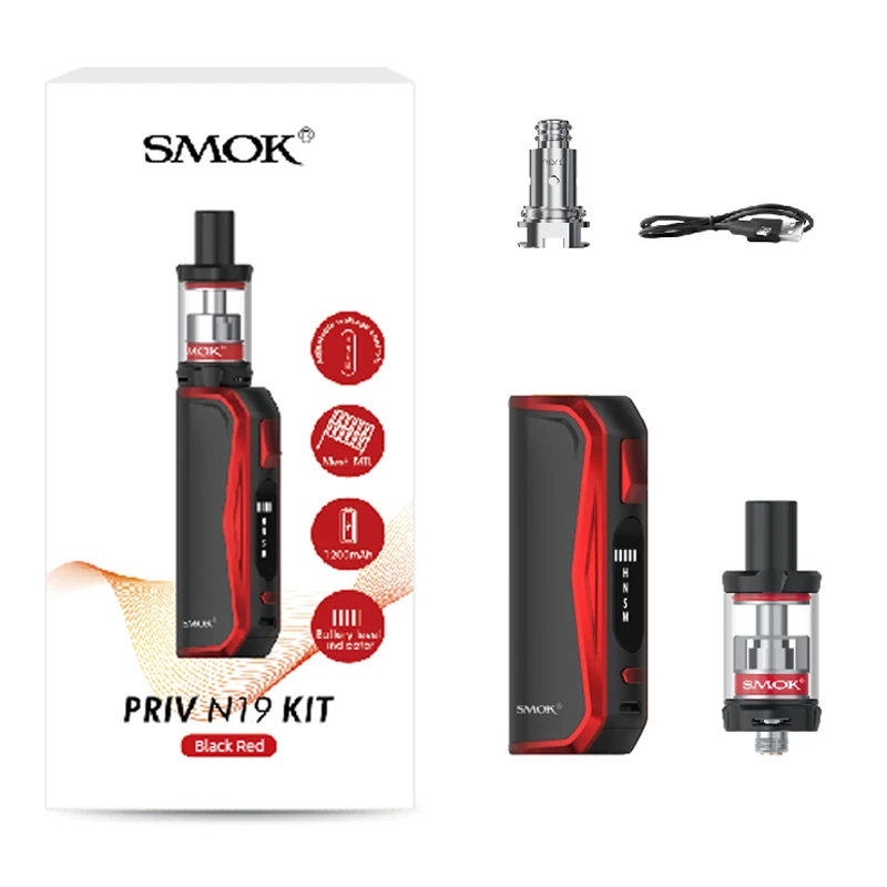 Оригинальный SMOK Priv N19 комплект 1200 мАч батарея M/S/N/H 5 30 Вт 2 мл Nord 19 бак Mesh 0.6ohm 0.8ohm